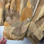 Y2K Leather Patchwork Penny Lane Jacket Coat Sz Large Tan Brown Hooded Photo 5
