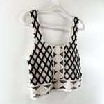 Z Supply  Calle Square Neck Crochet Cropped Tank Top Tan Black Small Photo 6