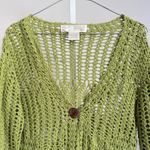 Isabella Rodriguez VTG Crochet Knit Y2K cottagecore Cardigan Green sweater sz S Photo 1