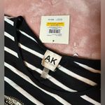 Anne Klein NWT  Rhinestone Black & White Striped 3/4 Sleeve Shirt Size Medium Photo 1