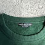 Acne Studios Women's Medium Fairview Face Kelly Green Crewneck Sweatshirt Photo 2