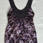 Vanity Y2K Babydoll Tank Top Women Beaded Sequins Fairy Purple Size Small Summer Photo 0