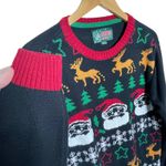 Ugly Christmas Sweater Santa Reindeer Black Long Sleeve Sweater Photo 1