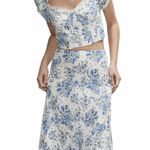 Mango Lili Floral Crop Top Blue White NWT Size 6 / Medium Photo 4