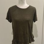 J.Crew NWT Olive Green Linen Ruffle Tee Sz M Photo 0