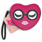 Betsey Johnson NWT Pink Heart with Glasses Luv Betsey Wristlet Photo 0