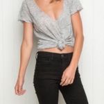 Brandy Melville Katerina Linen Slouchy Top OS Grey Photo 3