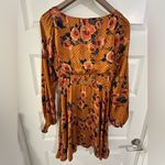 Free People  Morning Light Golden Yellow Floral Long Sleeve Dress Size 8 Photo 7