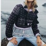 Free People Snow Globe Wool Alpaca Mock Neck Cropped Pullover Sweater: Onyx Photo 0