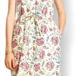 Madewell  100% Silk Floral Dress Waist‎ Tie with Pockets Cream Gray Red, Size 4 Photo 0