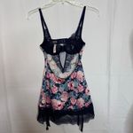 Victoria's Secret Victoria’s Secret XS Floral Lace Lingerie Garter Slip Babydoll Navy Pink Photo 1