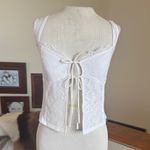 Garage  White flyaway lace Ribbed tie Tank Top Photo 2