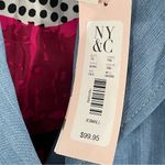 NWT NY&C x Eva Mendes Lyocell Blazer Size XS Blue Notched Lapel‎ Lips Dot Lining Photo 4