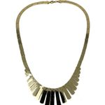Solid 14K yellow gold Egyptian revival fringe bib necklace, vintage Photo 10
