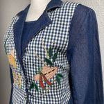 Prairie Cottagecore Denim Dress L Womens Blue Embroidered Garden Vest Donna USA Size L Photo 2