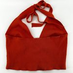 Forever 21  Butterfly Charm Ribbed Crop Top Halter Keyhole Open Back Orange L Photo 5