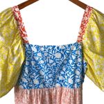 Oliphant NEW Bubble Skirt Puff‎ Sleeve Mini Dress in Canary Multi Women's Size S Yellow Photo 4