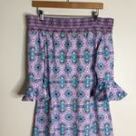 Cabana life upf 50+ floral off the shoulder geometric beach boat dress size L Blue Size L Photo 2