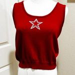 St. John Collection by Marie Red Santana Knit Star Tank Top Crop Sz P Photo 0