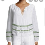 Tory Burch Madeline Sequin Peasant Blouse 100% Cotton Size 6 Photo 2