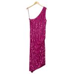 Hutch One Shoulder Asymmetrical Midi Dress Size XL Pink Floral Velvet Burnout Photo 3