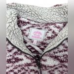 Cozy Sherpa Pullover Women’s Size Small Burgundy & White Aztec Print Photo 3