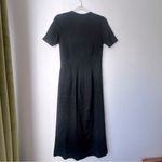 Vintage Black Knit Short Sleeve Embroidered Button Front Maxi Dress with Slit S Purple Photo 2