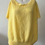 Blair Vintage USA yellow cottage core crochet waffle print scoop neck sweater XL Photo 0