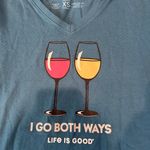 Life is Good Crusher Tee Shirt Long Sleeve Wine Glass I Go Both Ways Women’s XS Photo 1