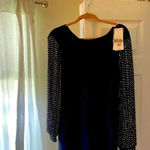 French Connection  Sunspark gold sequin silk Navy Blue Dress​​​​​ size 6 Photo 4