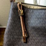 Michael Kors  Brown Logo Top Zipper Close Shoulder Bag w Braided Shoulder Strap Photo 13