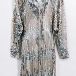 ZARA Silver Sequin Maxi Dress Dolman Long Sleeve Metallic Blogger Fave Small Photo 9