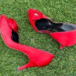 Vintage 1960s John Jerro Red Satin Rosette Heels Size 7.5 Photo 2