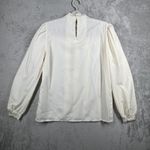 Vintage Blouse M Ivory Lace Mock Neck Pleated Fairy Victorian Goth Romantic Size M Photo 2