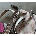Coach Daisy Signature Metallic Outline Tote Shoulder Bag Hobo Purse Sateen PINK Photo 15