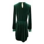 Twist Front Velvet Mini‎ Dress M Dark Green Keyhole Neck Long Sleeve Size M Photo 8