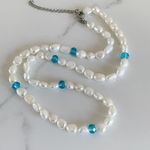 Fresh Water Pearl Necklace Y2k Necklace Blue Photo 0