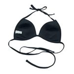 Aerie Black Triangle Bikini Top Molded Cups Padded Halter String Ties M Photo 1