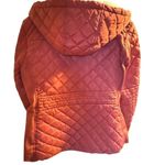 Womens XL Faux Sherpa Lined Quilted Puffer Jacket Rose Orange Pink Winter Coat Photo 2