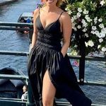 SAU LEE Black 100% Cotton Hourglass Smock Waist Brielle Midi Dress Size US 4 Photo 12