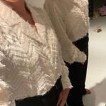 SheIn Ivory Lapel Collar Fuzzy Puff Sleeve Button Down Blouse Medium Photo 12