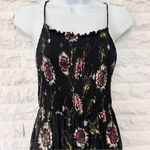 Free People Intimately  Black Floral ‘Garden Party’ Smocked Maxi Dress, Size M Photo 3