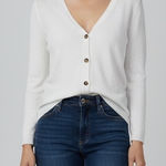 J.Jill  White Linen Blend Long Sleeve Button Front Cardigan Sweater Size S Photo 0