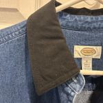 Talbots VTG  Womens Denim Jean Maxi Shirt Dress Button Front Black Collar Size 10 Photo 4