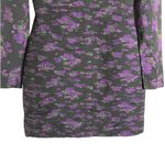 Amur Giulia Black Purple Pleated Floral Print Long Sleeve Mini Dress Size 4 Photo 10
