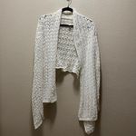 DKNY  & Flair Crochet Open Knit Cardigan Sweater White Cotton Open Front Sz OS Photo 1
