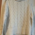 White Cable Knit Turtleneck Sweater Photo 2