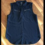 Daytrip  Black Sleeveless Button Down Tank Blouse Photo 0