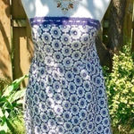 American Eagle Strapless Blue Embroidered Floral Eyelet Cottage Sun Dress Photo 0