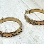 14K hoop earrings embellished with tricolor elephants, vintage, 3.9g Gold Photo 0